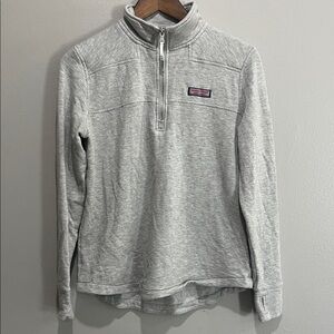 Vineyard Vines Women's The Shep Shirt Light Gray Quarter-Zip Pullover